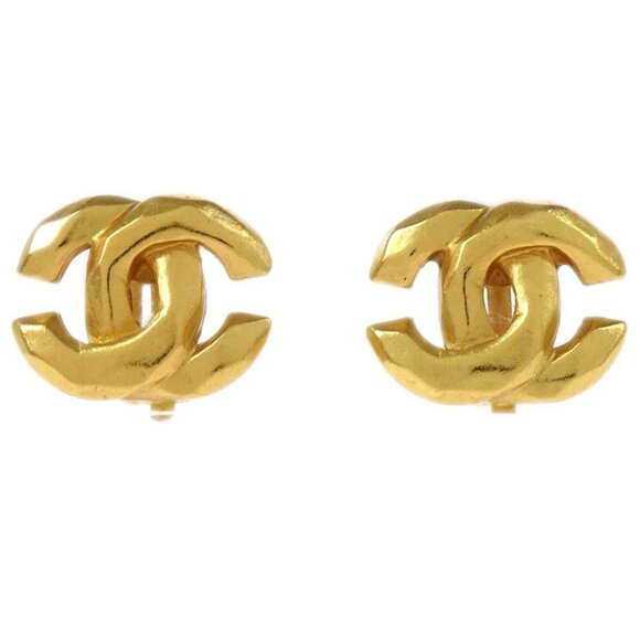 Chanel Gold CC Earrings Clip-On 99P 176966 - Picture 1 of 4